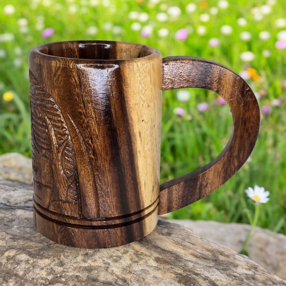 Vintage Wooden Tiki Mug Cup Hand Carved Philippines
